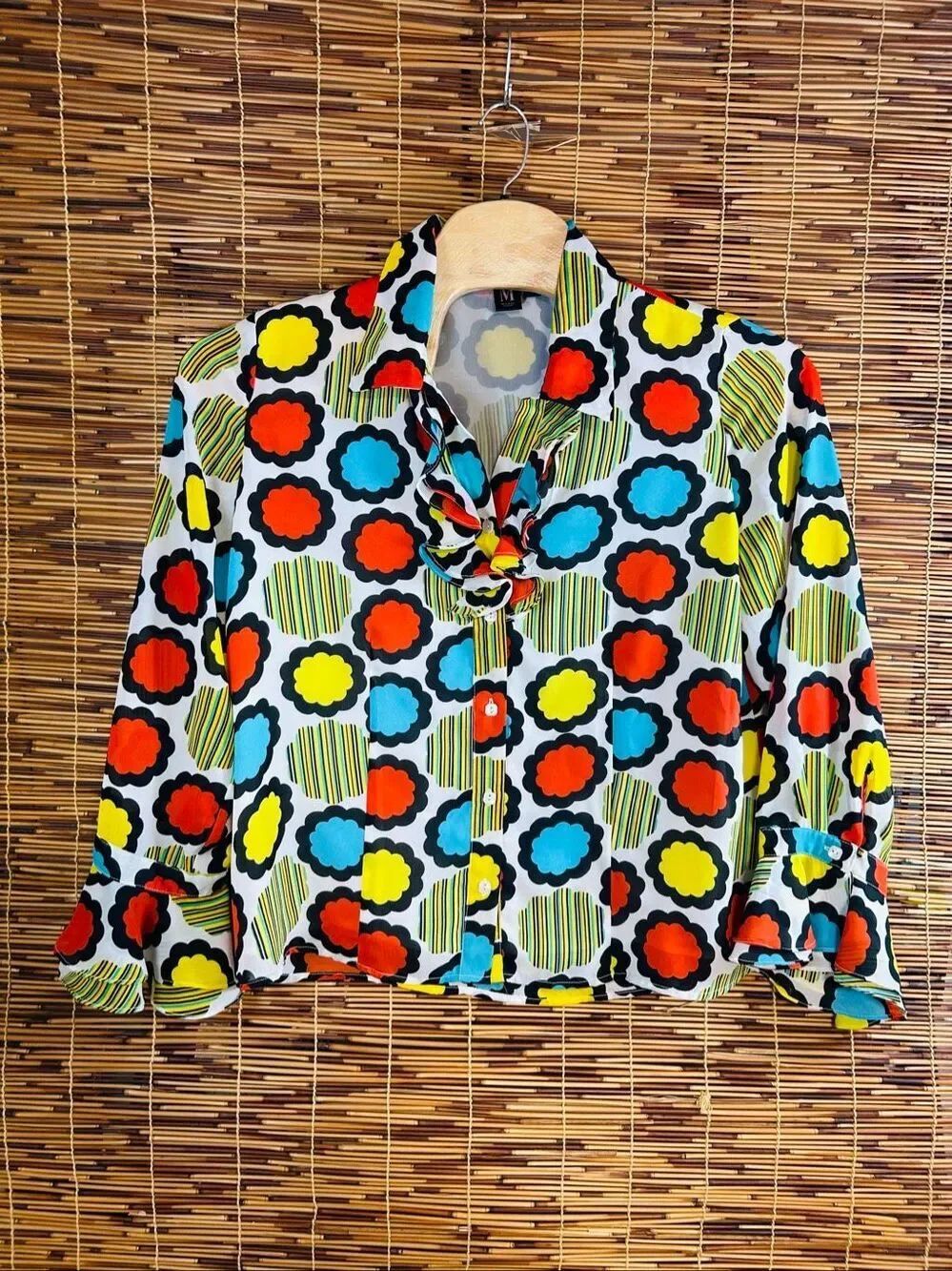 Milano Woman 1X Ruffled Disco Blouse